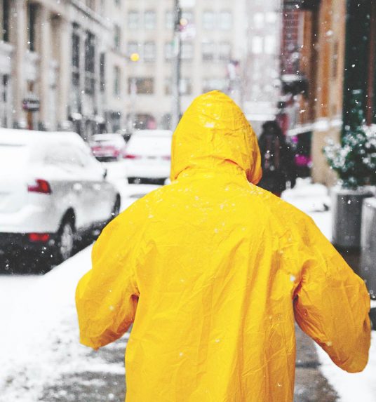 Elderly gentleman staying safe in the winter